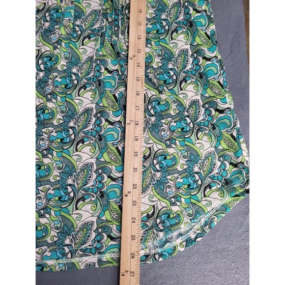 JUNIPER + LIME Womens XL Sleeveless Blouse Pleated Paisley Print Green Blue - Picture 7 of 8